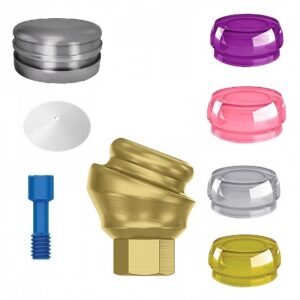 Angular Titanium Locator Attachment Concave 18° Premium Set + 4 Sillicone + Metal Cap + Protective Disc Internal Hex (SP)