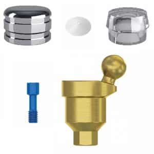 Angular Titanium Ball Attachment 18° Premium Set + 1 Sillicone + Metal Cap + Protective Disc Internal Hex (SP)