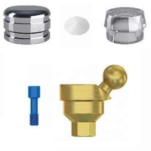 Angular Titanium Ball Attachment 40° Premium Set + 1 Sillicone + Metal Cap + Protective Disc Internal Hex (SP)