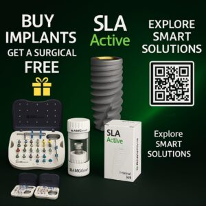 X100pcs AMG Dental Implant ®SLActive + X100pcs Aesthetic Concave Healing Abutment + ®ProKit Surgical Kit- Internal Hex (SP)