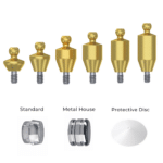 Straight Titanium Ball Attachment Premium Set + 1 Sillicone + Metal Cap + Protective Disc - Conical Connection (NP)
