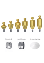 Straight Titanium Ball Attachment Premium Set + 1 Sillicone + Metal Cap + Protective Disc - Conical Connection (NP)