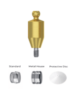 Straight Titanium Ball Attachment Premium Set + 1 Sillicone + Metal Cap + Protective Disc - Conical Connection (NP) - Image 3