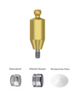 Straight Titanium Ball Attachment Premium Set + 1 Sillicone + Metal Cap + Protective Disc - Conical Connection (NP) - Image 2