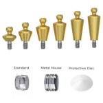 Straight Titanium Ball Attachment Premium Set + 1 Sillicone + Metal Cap + Protective Disc - Conical Connection (RP)