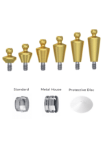 Straight Titanium Ball Attachment Premium Set + 1 Sillicone + Metal Cap + Protective Disc - Conical Connection (RP)