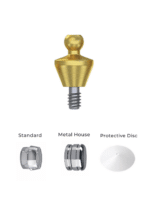 Straight Titanium Ball Attachment Premium Set + 1 Sillicone + Metal Cap + Protective Disc - Conical Connection (RP) - Image 3