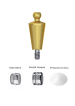 Straight Titanium Ball Attachment Premium Set + 1 Sillicone + Metal Cap + Protective Disc - Conical Connection (RP) - Image 6