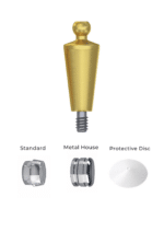 Straight Titanium Ball Attachment Premium Set + 1 Sillicone + Metal Cap + Protective Disc - Conical Connection (RP) - Image 7